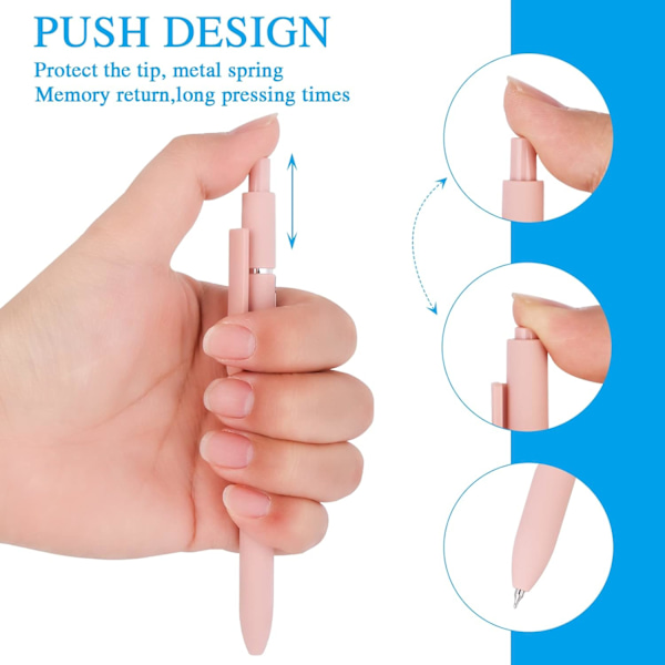 0,5 mm Retractable Gel Penne Søde Kuglepenne Sort Glat Skrivning Pastel Roller til Skole Kontor Gaveartikler 5 stk. (Morandi)