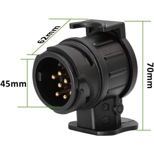 13-pins til 7-pins adapter for tilhengere, 13-pins plugg for bil, traktor, campingvogn og sykkelstativ