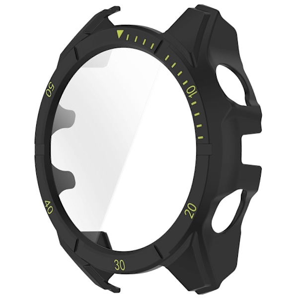 Garmin Fenix 8 47 mm:n kellolle tarkoitettu PC-kehyssuoja ja temperoitu lasinen näytönsuoja Black Green