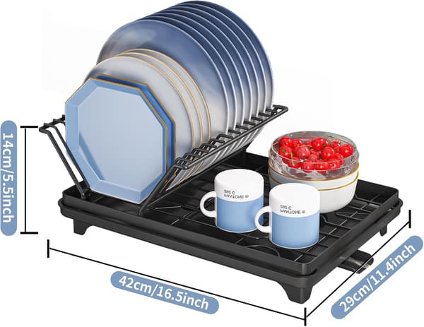 Sort rustfrit stål bestikholder med stor kapacitet, drypbakke og bestikholder