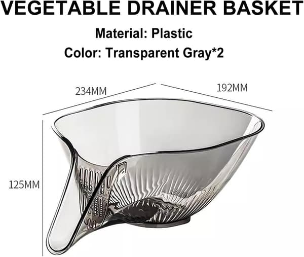 Multifunktionell dräneringskorg, frukt- och grönsakstvättkorg med stor kapacitet, 2-delars set