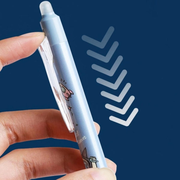 6 stk. Sletbare Tilbagetrækkende Gelpenne Astronaut Gelpen 0,5 mm Nålespids Let at Skrive Genopfyldningsbar Gelpen til Studerende Black