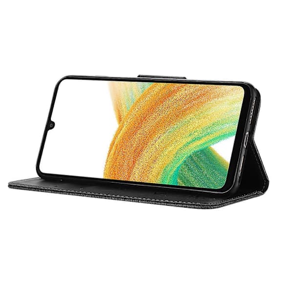 Etui til Samsung Galaxy A16 5G Sommerfugle Blomst Læder Wallet Flip Telefon Etui - Sort