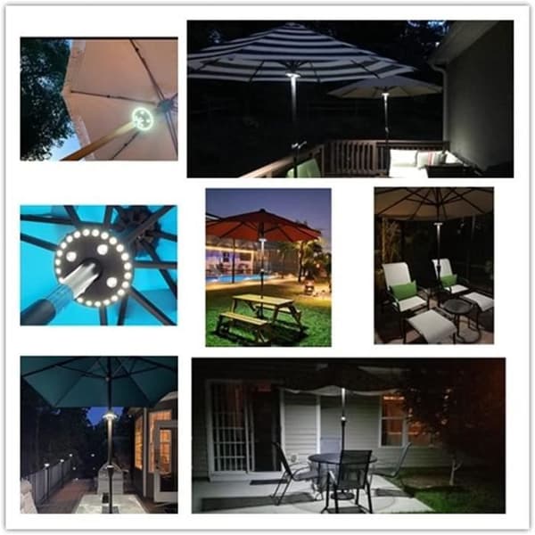 L Havelampe til Parasol - 28 LED'er 200 Lumen - Energibesparende - Nem Installation