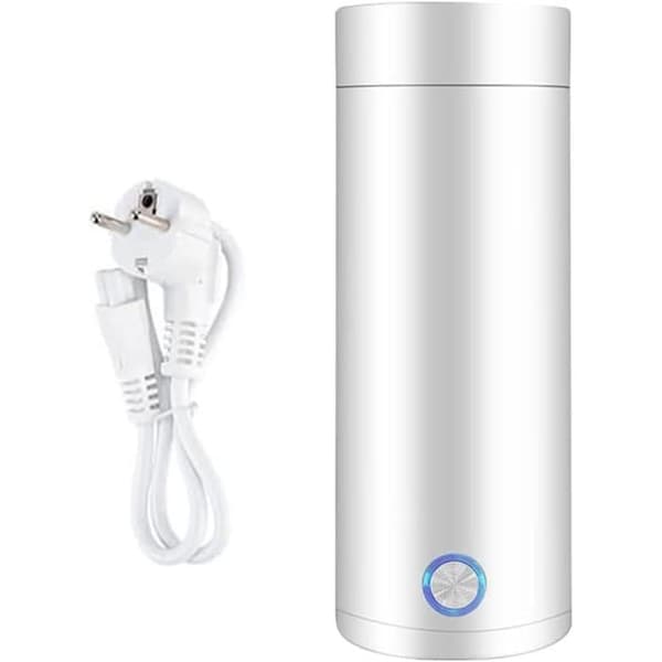 400 ml Mini Termos, Bärbar Elektrisk Resevattenkokare, 3 i 1 med 304 Rostfritt Stålfoder
