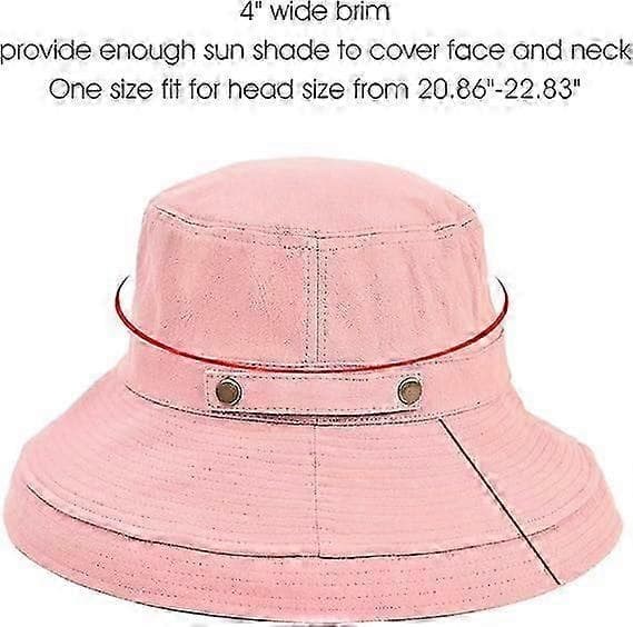 Solhat til kvinder, bredskygget strandhat i bomuld Pink