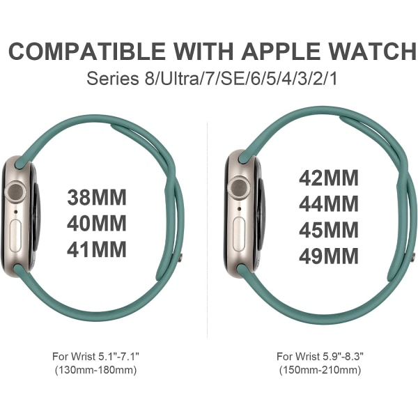Oielai 4 Pack hihna, joka on yhteensopiva Apple Watch hihnan kanssa 41 mm 40 mm 38 mm naisille miehille, vaihtopehmeät urheiluhihnat Apple Watch