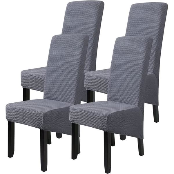 Stolsöverdrag - CHANGM - XL - Elastisk stretch - Avtagbar hög rygg - Set om 4 Grå
