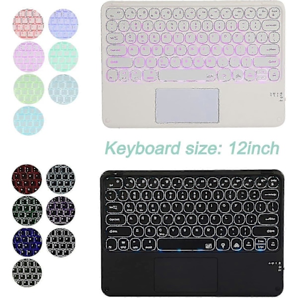 Belyst Tastatur Etui til Galaxy Tab A8 10.5 Tommer 2022, Aftageligt Trådløst Trackpad Tastatur med Mus, 7 Farver Baggrundsbelyst, Slankt Letvægts Pu Læder Blue