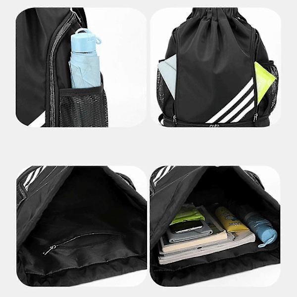 2023 Ny Drawstring Ryggsekk Sports Gym Bag Med Internt Rom Og To Vannflaskeholdere Orange