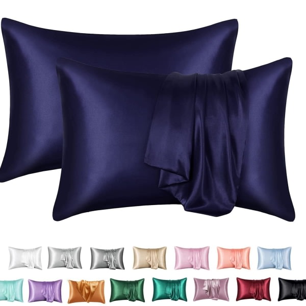 2 stk pudebetræk simulation silke ensfarvet pudebetræk kuvert pudebetræk Purple