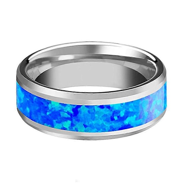 Herre Ring 8mm Indlagt Opal Farve Mode Herre Ring Black