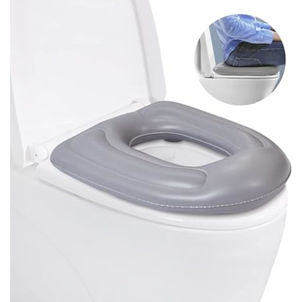 Oppustelig toiletsædepude, hævet donutpude, højdejusterbart toiletsæde, PVC-kommodestøttepude til voksne, seniorer, ældre