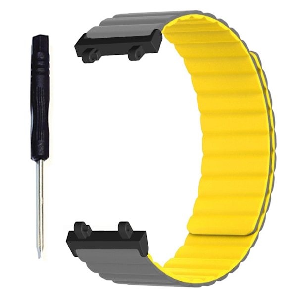 Slitesterk rem for Amazfit T-rex 2, støtsikker armbånd, svettesikkert løkkearmbånd Gray yellow