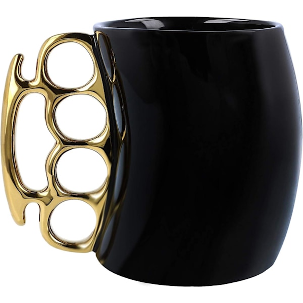 Knuckle Duster Krus, Kaffekrus, Tekande Keramisk Kop, Sjovt Krus, Venner Krus black gold