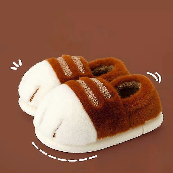 Kattpotttofflor, 3D Kattpott-Cartoontofflor för Kvinnor brown 42-43
