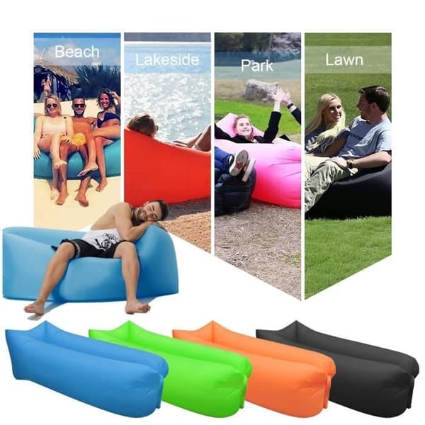 Bærbar oppblåsbar strandsofa - Luft - Oransje - 1 person - Stoff - Utendørs