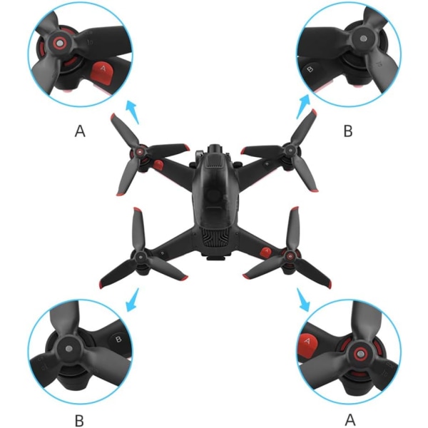 2 par FPV-propeller, der er kompatible med DJI FPV Combo Drone, propellerblade til View Drone UAV Quadcopter med 4K-kamera - rød kant