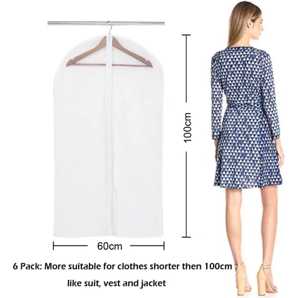 6-pack Mothsäkra klädskydd med dragkedja för garderobsförvaring