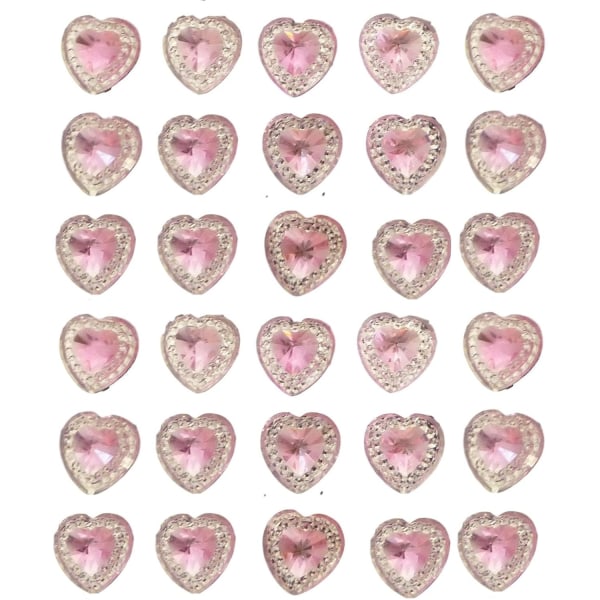 40 x självhäftande hjärta ädelstenar klar med färgad mitt Diamante strass Akryl kristaller Stick on ädelstenar Utsmyckningar, hantverk, inbjudningar, rosa