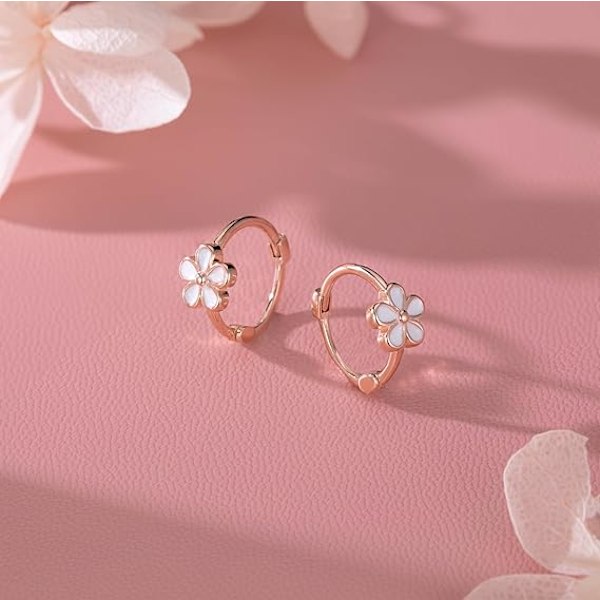 925 Sterlinghopea Kukka Hoop Korvakorut Huggie Korvakorut Naisille Teini Hoop Korvakorut Pienet Daisy Korvakorut Rose Gold