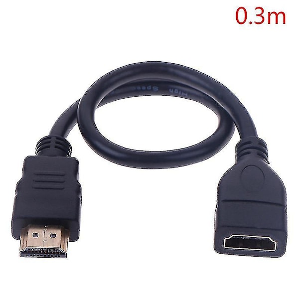 1 stk 15 cm/30 cm HDMI Hunn til Hunn Forlengelseskabel HDMI Beskytter Forlengerledning 0.3m