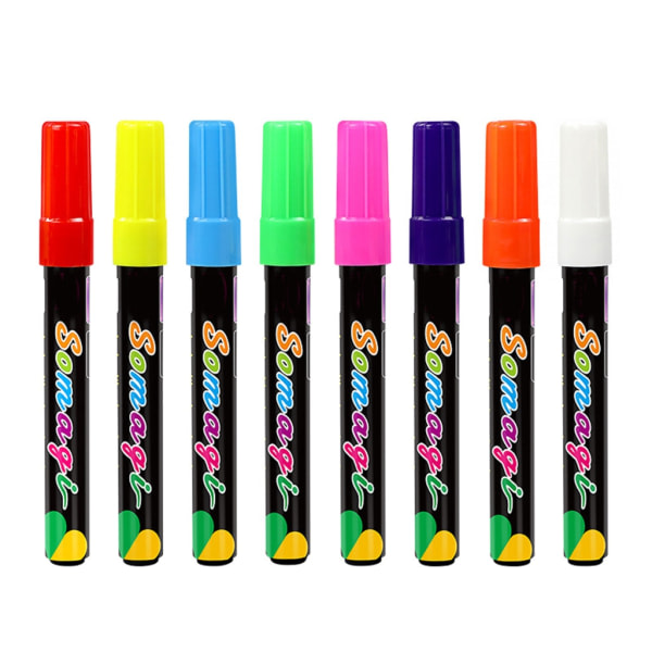 8 stk. Liquid Chalk Marker Pen, 8 farver vaskbar og vådsletning Chalk Maker til tavler, tavler, glasvinduer