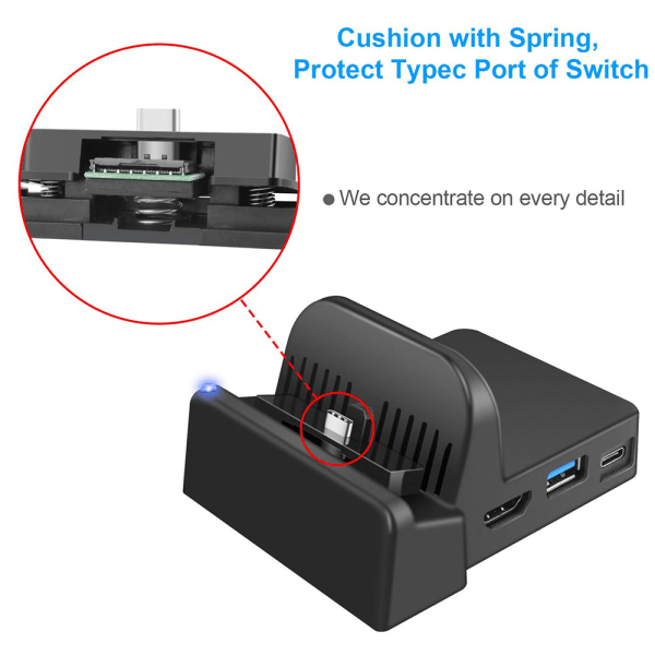 Switch Dock for Nintendo Switch/OLED, USB C til HDMI TV Adapter