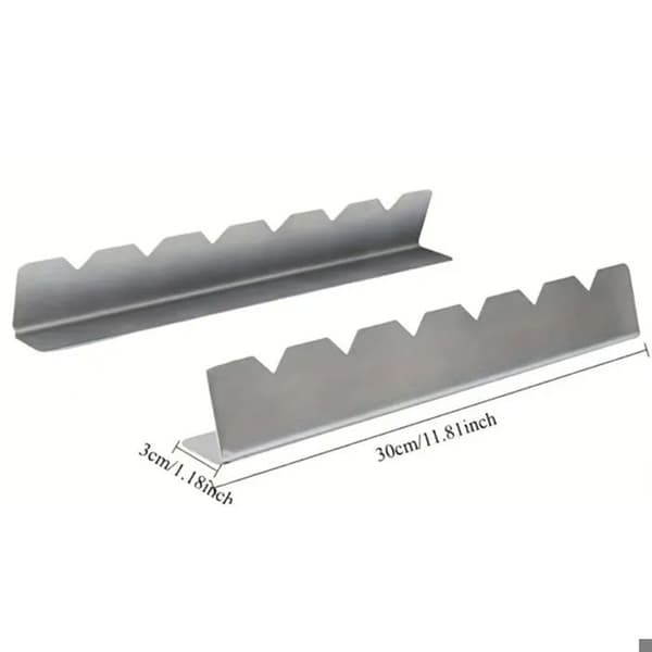Grillspydholder i rustfrit stål, 2 stk., 6 hakker, 30 x 3 x 4,5 cm, genanvendelig grillspydholder