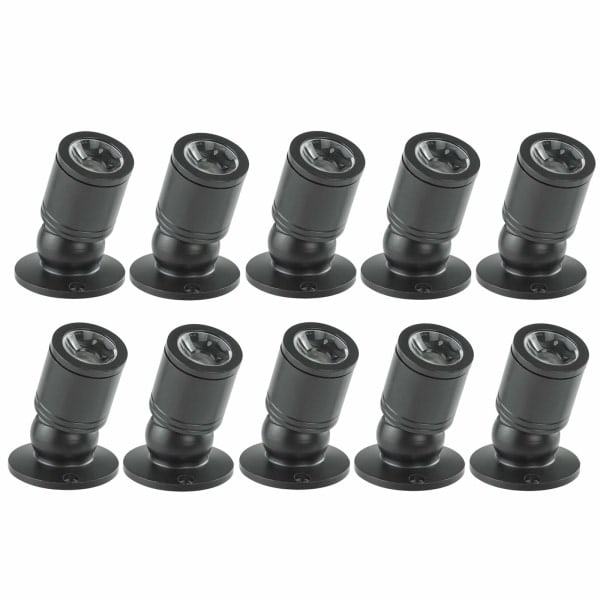Mini LED 1W loftslampe med driver 10 stk. (sort, varm hvid)