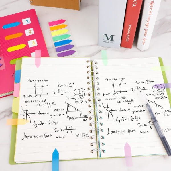 A5 ämnesspiralanteckningsbok med 2 indexflikar, trådbunden anteckningsbok med 5 färgade avdelare, A5-anteckningsblock, journal med cover (rosa)