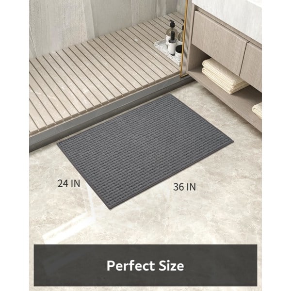 Rutiga badrumsmattor, superabsorberande halkfria badrumsmattor, tunna badrumsmattor, maskintvättbara badrumsmattor Dark Gray 24" X 36"