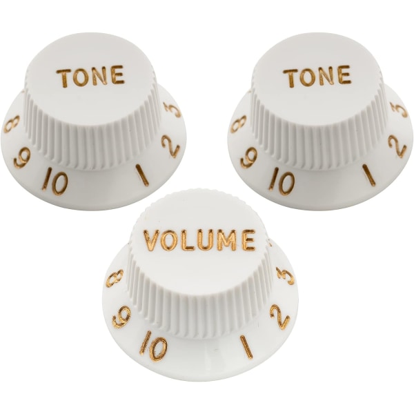 Ultra Universal Fitting Size Strat Knobs 2 Tone 1 Volume Set for Fender Stratocaster ST Style Electric Guitar, White