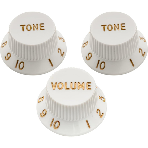 Ultra Universal Passende Størrelse Strat-Knapper 2-Tone 1 Volumsett for Fender Stratocaster ST-Stil Elektrisk Gitar, Hvit