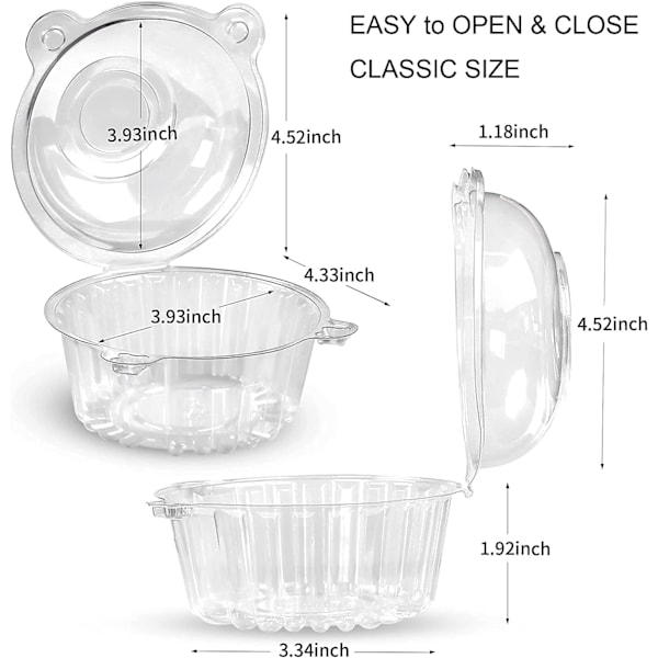 100 stk. Cupcake Beholdere Individuelle, Klare Plastik Enkelt Muffin Holdere Æsker Kopper Etuier Pods til Hjemmebagning, Bryllup, Baby Shower, Feriefest