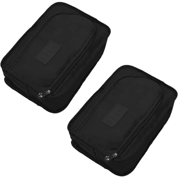 2-pak rejseskotaske Sko-arrangør, sammenfoldelig, vandtæt små skotasker Opbevaringsorganisator skopose med lynlås, bærbar bæretaske (sort)