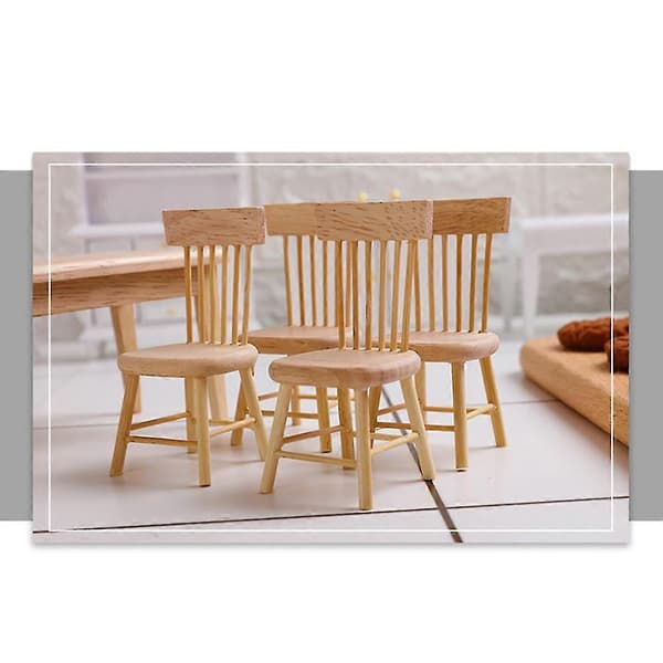 1/12 Träddockhusmöbler av bord och stolsset, miniatyrdockhustillbehör för matsal