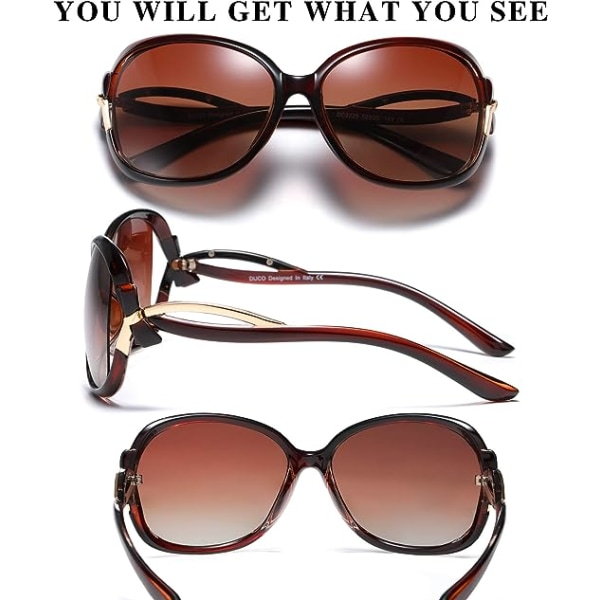 Snygga polariserade solglasögon för kvinnor Star Glasögon 100 % UV-skydd (brun)