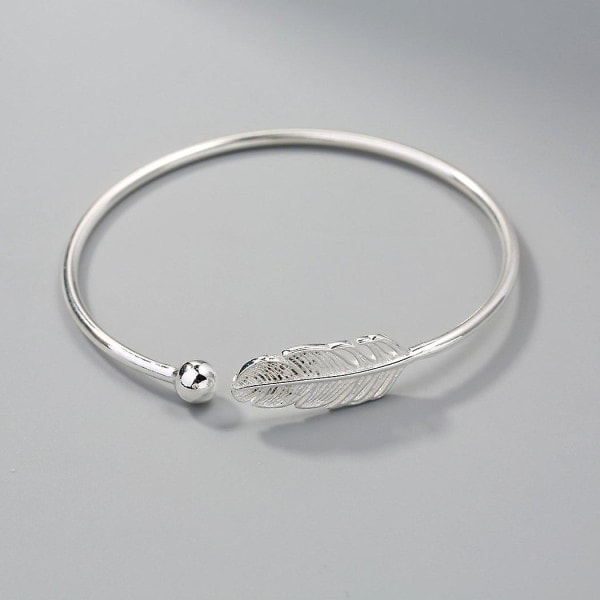 Armband för kvinnor i vitt fjäder, öppet och justerbart
