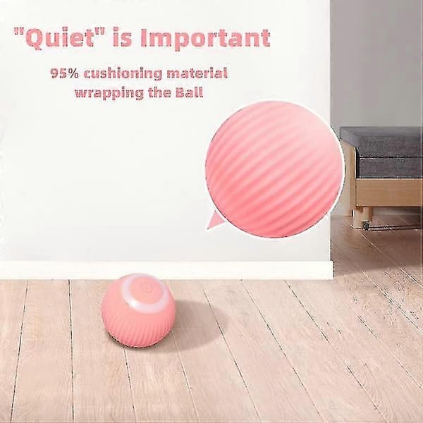 Smart Interaktiv Kat Legetøjsbold, USB Genopladelig Automatisk Rullebold, Stimulerer Katte Sjov Pink