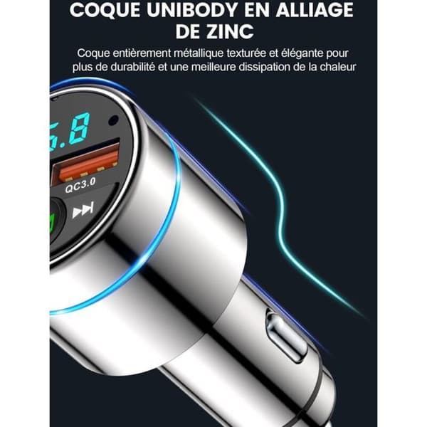 Bluetooth 5.3 FM-lähetin, kokometallinen Bluetooth-autolaturi, PD30W Type-C -pikalaturi