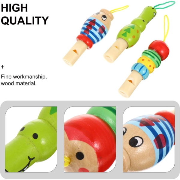3st Barn färgglada tecknade djur Trävisselmusikinstrument Utvecklingspedagogisk leksak för barn Festväska Födelsedagspresenter