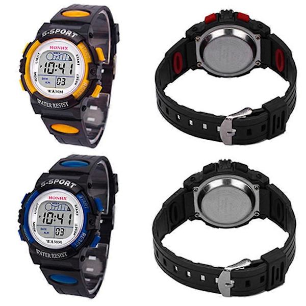 Mænds Studenter Mode Digital Multifunktionel Alarm Sports Armbåndsur Yellow