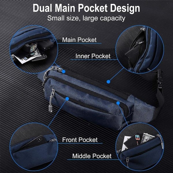 Bumbags ja vyölaukku Acsergery lahjat naisille, miehille, kolminkertainen taskumalli bumbag