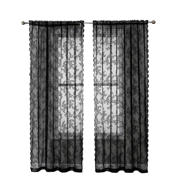 Sorte blondegardiner 2 stk. Sort 100 x 200 cm Sort 100 x 200 cm