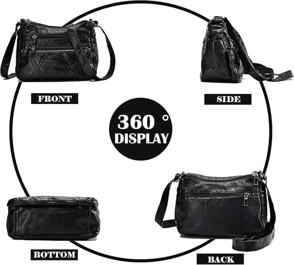 Dam Multi Pocket Casual Crossbody Bag Handväskor och Axelväskor Messenger Bag för Daglig Vattentät (Medium)