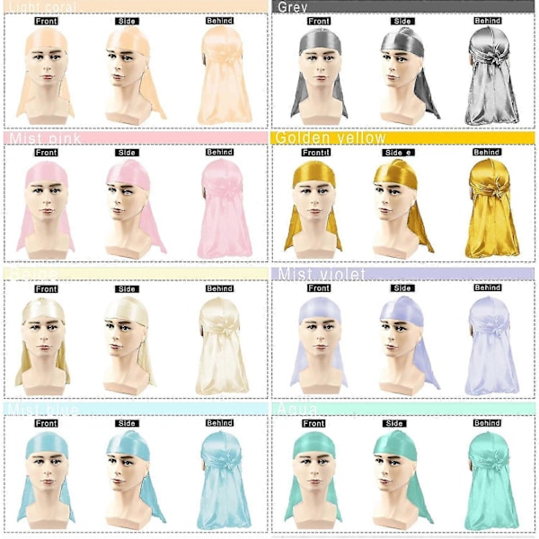8-pack Silky Durags, Silk Durag