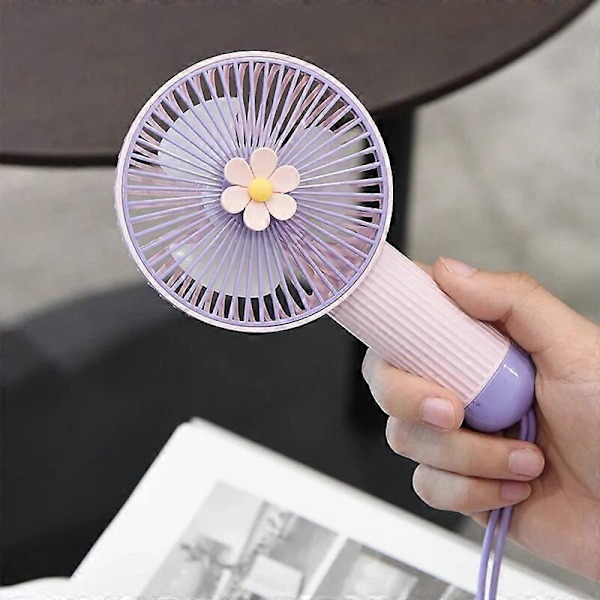 Mini Bærbar Håndholdt Ventilator med Strøm, USB-genopladelig, med 3 Hastigheder - Håndholdt Ventilator til Mænd og Kvinder - Perfekt til Kontor, Udendørs, Rejser og C
