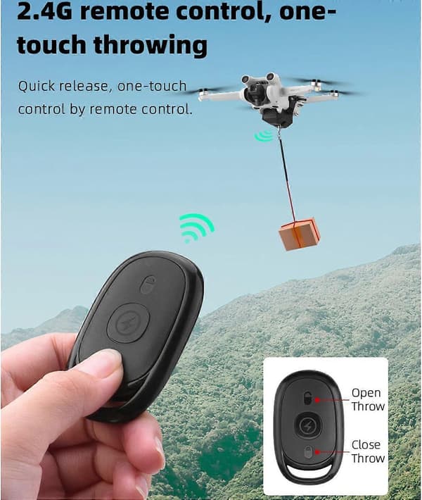 Dronekaster, Drone Quick Release Tilbehør Drone Dispenser Drone Leveringssæt USB Opladning, 2.4G Drone Air Drop System
