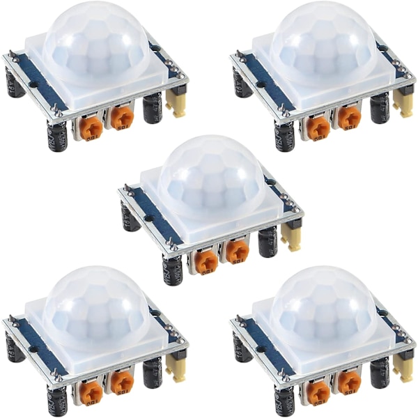 5 stk. HC-SR501 PIR Infrarød Sensor IR Menneskekrop Bevægelsesmodul til Arduino til Raspberry Pi (Blå)